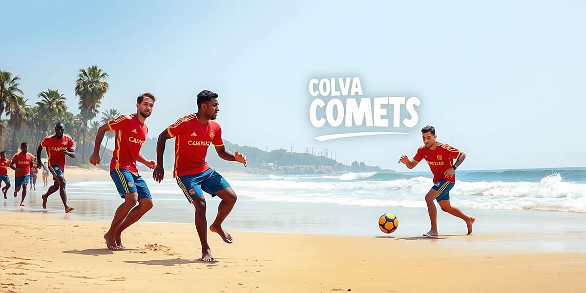 Colva Comets Official Cover Colva Comets game cover showing beach soccer players in action on a Goan beach with palm trees in background