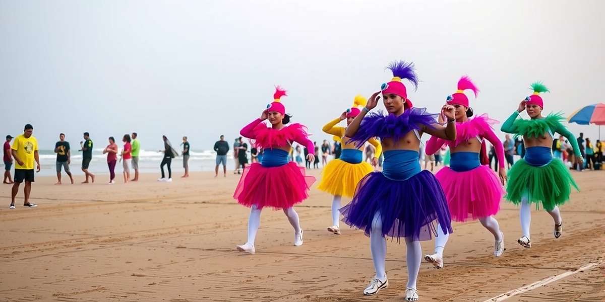 Goa Carnival Event in Colva Comets Colva Comets Goa Carnival event showing players in colorful carnival costumes during a beach soccer match